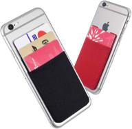 📱 sinjimoru stick on phone card holder wallet - sinji pouch basic4, black and red (2 pack) logo