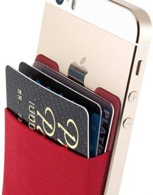 img 3 attached to 📱 Sinjimoru Stick On Phone Card Holder Wallet - Sinji Pouch Basic4, Black and Red (2 Pack)