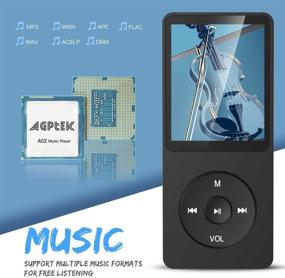 img 2 attached to 🎶 AGPTEK A02 8GB MP3 Player, 70 Hours Playback, Lossless Sound, Music Player, Supports up to 128GB, Black