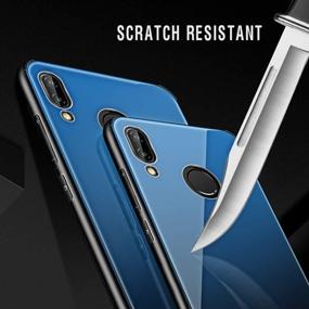 img 3 attached to 💙 Eouine Huawei Honor 8X Case - Shockproof Tempered Glass Back Cover with Silicone Bumper (Blue)