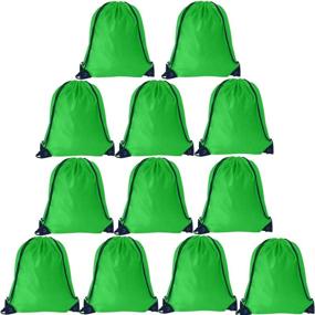 img 4 attached to 🎒 24PCS Drawstring Bags Bulk - Green Nylon Drawstring Backpacks for School, Gym, Sports, Traveling