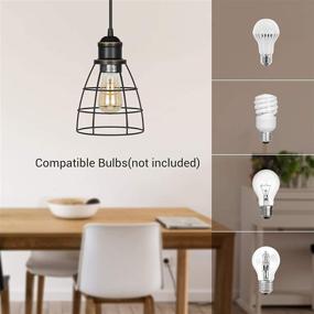 img 1 attached to 🔦 DEWENWILS Pendant Lights: Adjustable Industrial Fixtures, Metal Caged E26 Base, Farmhouse Lighting for Kitchen Island, Bedroom, Dining Hall - 2 Pack, ETL Listed