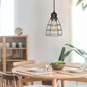 img 3 attached to 🔦 DEWENWILS Pendant Lights: Adjustable Industrial Fixtures, Metal Caged E26 Base, Farmhouse Lighting for Kitchen Island, Bedroom, Dining Hall - 2 Pack, ETL Listed