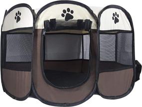 img 1 attached to 🐾 Portable Pop-up Playpen Dog Pen for Indoor/Outdoor Use - Small/Large Pets, Dogs, Cats, Kittens, Puppies - Foldable, Easy to Carry - Soft Mesh Cage House with Plastic Tent
