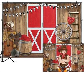 img 3 attached to 7x5FT Durable Fabric Western Cowboy Scene Photography Backdrop | Funnytree Red Barn Door Farm BBQ Party Decoration Background | Photo Booth Enhancer