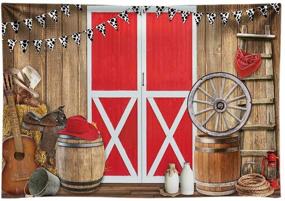 img 4 attached to 7x5FT Durable Fabric Western Cowboy Scene Photography Backdrop | Funnytree Red Barn Door Farm BBQ Party Decoration Background | Photo Booth Enhancer