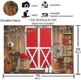 img 1 attached to 7x5FT Durable Fabric Western Cowboy Scene Photography Backdrop | Funnytree Red Barn Door Farm BBQ Party Decoration Background | Photo Booth Enhancer