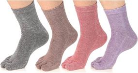 img 4 attached to 🧦 Cotton Crew Five Finger Toe Socks for Women: Ideal for Running & Athletic Activities (4-Pack)