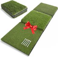 🏌️ premium 17x39 inch golf mat for backyard practice - durable turf mat for indoor/outdoor golf activities - includes 50 wooden tees logo