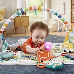 img 2 attached to 🏢 Fisher-Price Activity City Gym: Jumbo Playmat with Music, Lights, Vehicle Toys, and Extra-Large Play Space for Infants and Toddlers