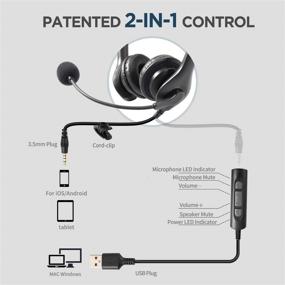 img 2 attached to 🎧 AUSDOM BS01 USB Headset: Noise Cancelling Microphone for Clear Communication in Office, Call Centers, and Work from Home