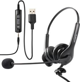 img 4 attached to 🎧 AUSDOM BS01 USB Headset: Noise Cancelling Microphone for Clear Communication in Office, Call Centers, and Work from Home