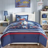 🌌 mizone kids blue space cadet twin comforter set - 3 piece logo