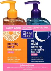 img 4 attached to 🍊 Clean & Clear Citrus Morning Burst and Relaxing Night Facial Cleanser Set - Vitamin C, Cucumber, Sea Minerals, Oil Free & Hypoallergenic Face Wash - 2-Pack