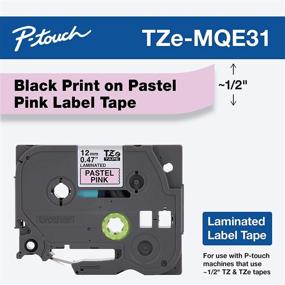 img 3 attached to 🖨️ Brother Genuine P-touch TZE-MQE31 1/2-Inch Width Standard Laminated Tape - Black on Pastel Pink, Indoor/Outdoor Water-Resistant, 0.47" x 26.2' (12mm x 8m), TZEMQE31