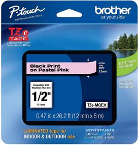 img 4 attached to 🖨️ Brother Genuine P-touch TZE-MQE31 1/2-Inch Width Standard Laminated Tape - Black on Pastel Pink, Indoor/Outdoor Water-Resistant, 0.47" x 26.2' (12mm x 8m), TZEMQE31