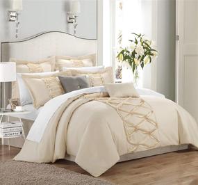 img 4 attached to 🏠 Chic Home 8 Piece King Size Ruth Ruffled Comforter Set in Beige - Enhanced for SEO