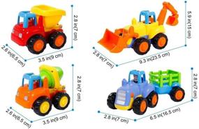 img 3 attached to 🚜 Friction Powered Cars and Push Toy Trucks Construction Vehicles Set for 1-3 Year Old Baby Toddlers - Dump Truck, Cement Mixer, Bulldozer, Tractor, Early Educational Cartoon (Set of 4)