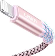 lisen 6.6ft iphone charger cable: mfi certified, fast charging lightning to usb a cable for iphone, ipad - never rupture, 2.4a compatible with iphone 11 pro max xs xr x 8 7 6s 6 plus 5s 5 se logo
