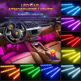 img 4 attached to 🚗 Enhance Your Car's Interior with wsiiroon Car LED Strip Light, Featuring 48 Multicolor LEDs, Sound Active Function, and Wireless Remote Control - Includes Car Charger, DC 12V