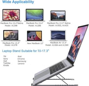 img 2 attached to 👨 Foldable Laptop Stand with 8 Adjustable Heights for MacBook Air Pro, Dell XPS, HP, Lenovo - Space Grey