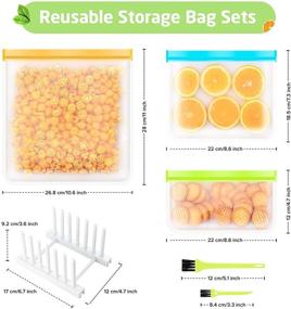 img 3 attached to 👜 Ceephouge 18 Pack Reusable Food Storage Bags: 4 Gallon Freezer Bags, 6 Sandwich Bags, 8 Snack Bags with Drying Rack - BPA Free, Leakproof Silicone & Plastic Lunch Bag