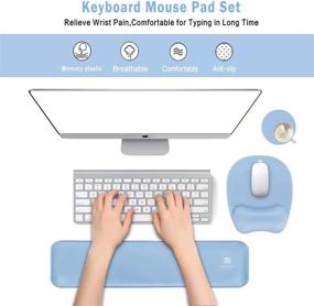 img 3 attached to 💙 Premium Blue Memory Foam Keyboard and Mouse Wrist Rest Set - Ergonomic Support for Office, Home, Laptop, Desktop, Gaming