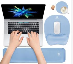 img 4 attached to 💙 Premium Blue Memory Foam Keyboard and Mouse Wrist Rest Set - Ergonomic Support for Office, Home, Laptop, Desktop, Gaming