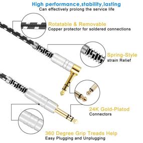 img 2 attached to 10 футовый кабель Devinal Nylon Braided TRS - усиленный симметричный кабель мужского типа 1/4 дюйма для подключения к силовым динамикам, аудио интерфейсу или микшеру