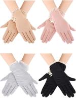 🧤 summer uv protection sunblock gloves: non-slip touchscreen driving gloves for women & girls - 4 pairs (black, grey, khaki, pink) logo