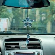 enhance your car's appeal with atmomo crystal flower car rear view mirror pendant in blue logo