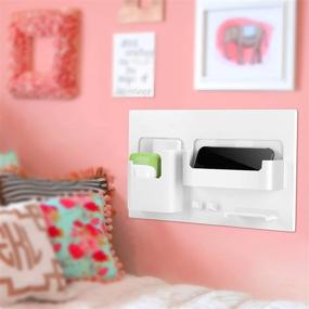 img 2 attached to 🛏️ Wall-Mounted Bedside Shelf Organizer | Convenient Holder for Glasses, Remote, Earphones, Cell Phone | Perfect for Bed, Table, Dorm, Office, Bedroom Décor