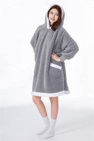 img 3 attached to 🛋️ Luxurious LBRO2M Wearable Blanket: Super Soft Coral Fluff and Sherpa Fleece for Cozy Comfort - Ideal for Adults, Men, Women, Teens, and Kids (Grey, Standard)