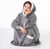 🛋️ luxurious lbro2m wearable blanket: super soft coral fluff and sherpa fleece for cozy comfort - ideal for adults, men, women, teens, and kids (grey, standard) logo