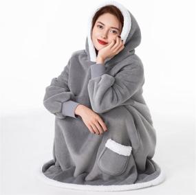 img 4 attached to 🛋️ Luxurious LBRO2M Wearable Blanket: Super Soft Coral Fluff and Sherpa Fleece for Cozy Comfort - Ideal for Adults, Men, Women, Teens, and Kids (Grey, Standard)