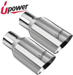 img 3 attached to 🚀 Upower Pack of 2 Stainless Steel Exhaust Tips 2.5" Inlet 4" Outlet 9" Long Diesel Tailpipe Tip Double Wall Slant Cut 2.5" to 4" Outlet