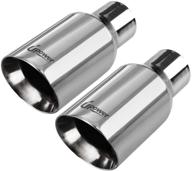 🚀 upower pack of 2 stainless steel exhaust tips 2.5" inlet 4" outlet 9" long diesel tailpipe tip double wall slant cut 2.5" to 4" outlet logo