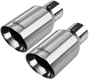 img 4 attached to 🚀 Upower Pack of 2 Stainless Steel Exhaust Tips 2.5" Inlet 4" Outlet 9" Long Diesel Tailpipe Tip Double Wall Slant Cut 2.5" to 4" Outlet