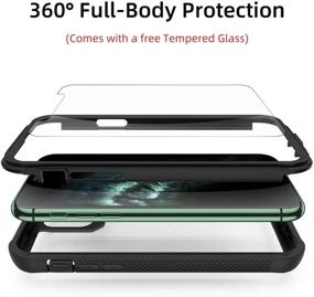 img 3 attached to 📱 Shockproof Full Body Protective Case for iPhone 11 Pro 5.8 inch with Screen Protector - Clear & Black