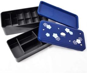 img 2 attached to 🍱 Authentic Japanese Traditional Rabbit Blossom Bento Box Set - Square 2 Tier with Rice Ball Press & Bento Bag (Blue)