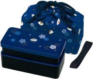 🍱 authentic japanese traditional rabbit blossom bento box set - square 2 tier with rice ball press & bento bag (blue) логотип