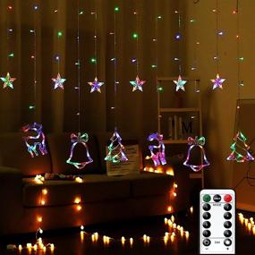 img 4 attached to 🎄 Multicolor Christmas Curtain Light with 126 LED Bells, Elk, and Star Novelty String Lights - 8 Modes for Outdoor and Indoor Home Bedroom Wall Decorations