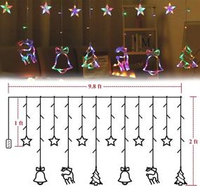 img 1 attached to 🎄 Multicolor Christmas Curtain Light with 126 LED Bells, Elk, and Star Novelty String Lights - 8 Modes for Outdoor and Indoor Home Bedroom Wall Decorations