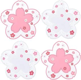 img 4 attached to Sakura PVC Coaster: Cherry Blossom Cup Coaster - Anti-Skid Insulation for Beer, Coffee & Tableware Tea - Set of 4, 4.5 Inch