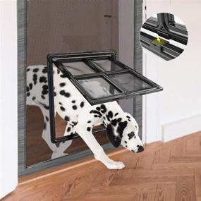 img 4 attached to 🐶 Lockable Sliding Dog Screen Door - Inner Size 12 x 16 inches with Magnetic Automatic Closing - Pet Door for Screen Door
