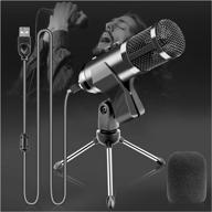 🎤 proastar usb microphone for pc, plug&amp;play computer microphone with tripod stand - 192khz/24bit condenser mic for recording, streaming, youtube, zoom, podcasting (black) logo
