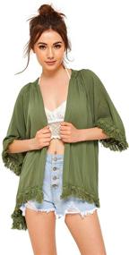 img 4 attached to SweatyRocks Kimono Cardigan Fringe Tassel Women's Clothing in Swimsuits & Cover Ups
