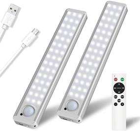 img 4 attached to 🔦 Wireless Remote Control Under Cabinet Lighting: 90 LED Rechargeable Motion Sensor Closet Lights with Timer, Dimmable Kitchen Cabinet Lighting - 2 Pack