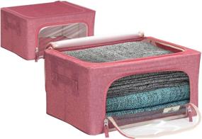 img 2 attached to Sorbus Pink Storage Bins Boxes: Foldable Stackable Organizers with Clear Window & Carry Handles for Bedroom Closet Organization of Bedding, Linen, and Clothes