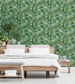 img 3 attached to 🍃 Green Peel & Stick Wallpaper (NuWallpaper NU2906) Inspired by Maui